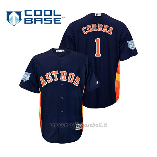 Maglia Baseball Uomo Houston Astros Carlos Correa Cool Base Entrenamiento De Primavera 2019 Blu